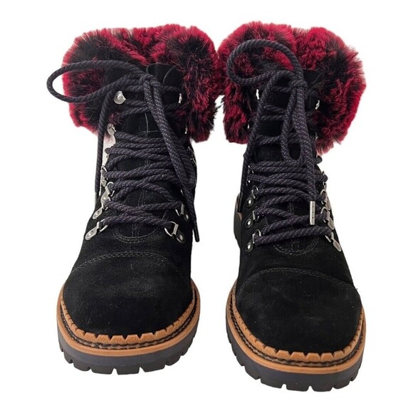 Sam Edelman 8 Bowen Black Suede Combat Fur Lined Lace Up Combat Hiker Boot - Picture 2 of 8